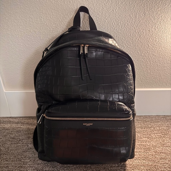 Saint Laurent CITY BACKPACK IN CROCODILE-EMBOSSED LEATHER main image 5